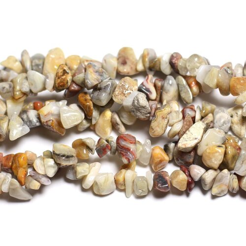 Fil 89cm 250pc env - perles de pierre - agate crazy rocailles chips 5-10mm