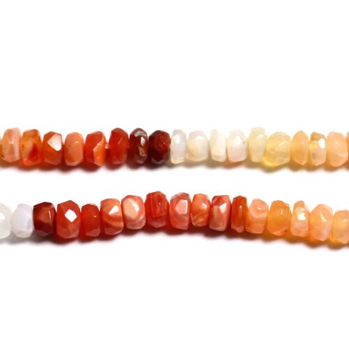 Fil 34cm 180pc env - perles pierre - opale de feu rondelles facettées 2-3mm blanc jaune orange rouge