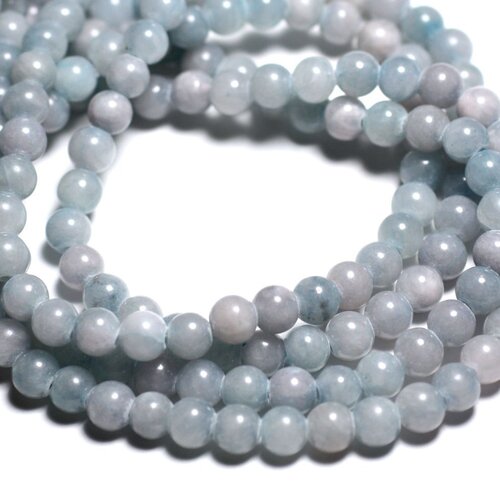 Fil 39cm 67pc env - perles de pierre - jade boules 6mm bleu clair rose pastel