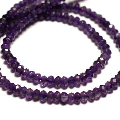 Fil 39cm 110pc env - perles de pierre - améthyste rondelles facettées 4x3mm violet