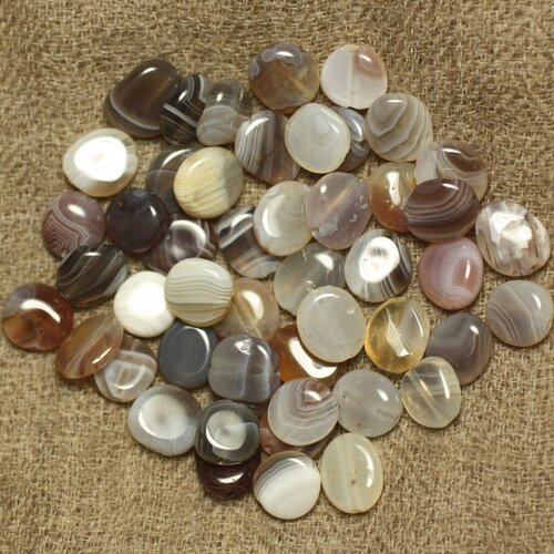 Fil 39cm 43pc env - perles de pierre - agate botswana ovales 7-9mm
