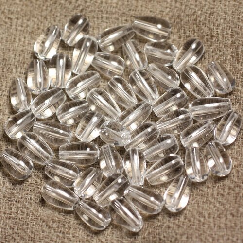 Fil 39cm 45pc env - perles de pierre - cristal de roche quartz gouttes 8-9mm