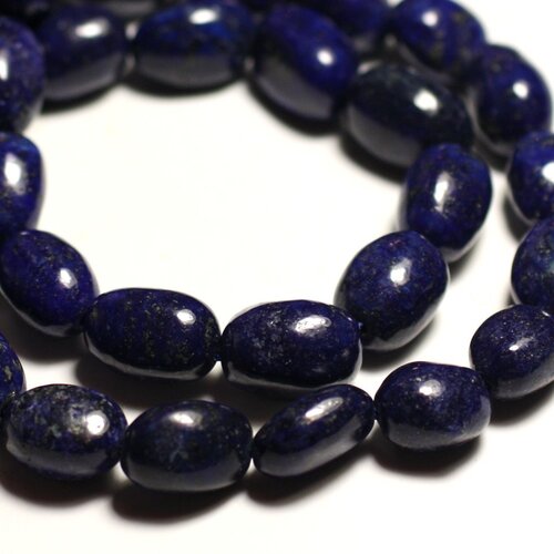 Fil 39cm 25pc env - perles de pierre - lapis lazuli olives 15x10mm