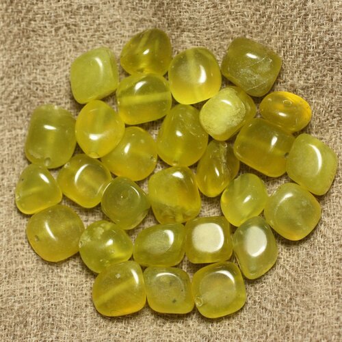 Fil 39cm 37pc env - perles de pierre - jade olive nuggets cubes 7-11mm