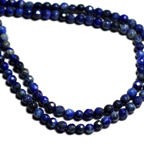 Fil 39cm 96pc env - perles de pierre - lapis lazuli boules facettées 4mm