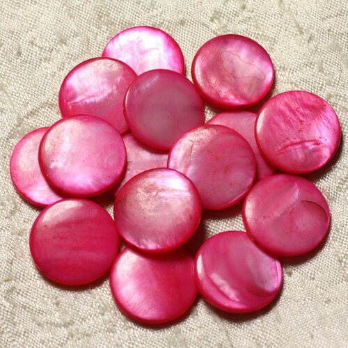 Fil 39cm 18pc env - perles nacre palets 20mm rose fuchsia