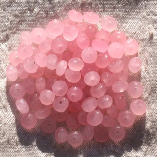 Fil 39cm 90pc env - perles de pierre - jade rondelles facettées 6x4mm rose clair