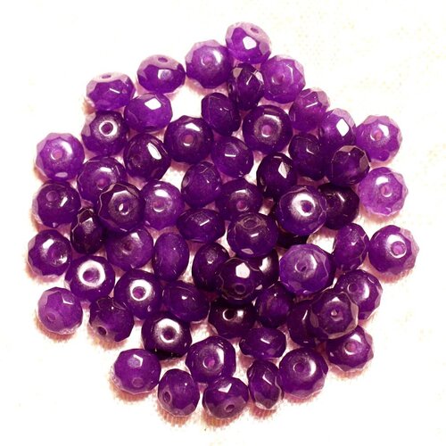 Fil 39cm 90pc env - perles de pierre - jade rondelles facettées 6x4mm violet