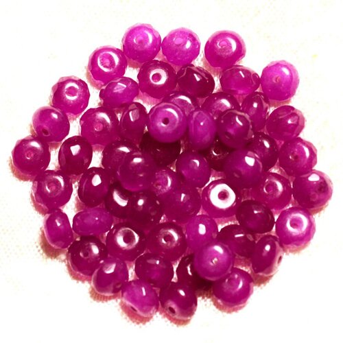 Fil 39cm 90pc env - perles de pierre - jade rondelles facettées 6x4mm violet rose magenta