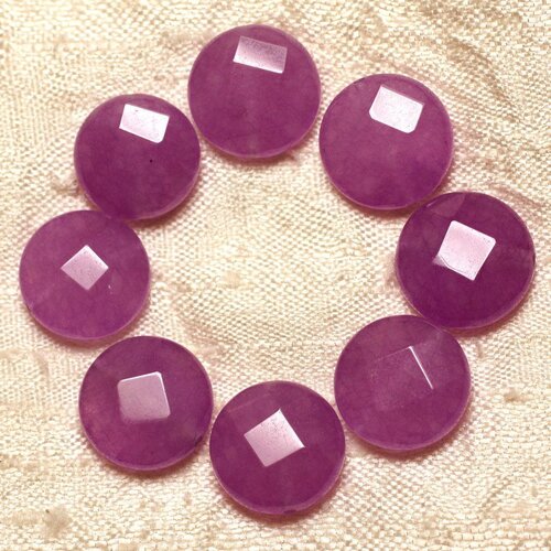 Fil 39cm 27pc env - perles de pierre - jade palets facettés 14mm violet rose mauve