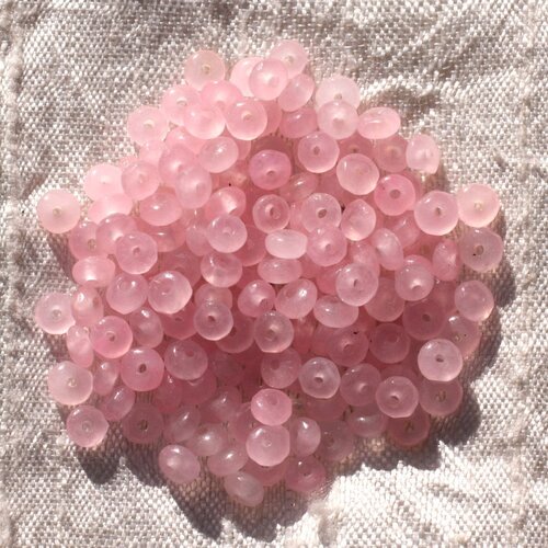 Fil 35cm 120pc environ - perles pierre - jade rondelles facettées 4x2mm rose clair pastel