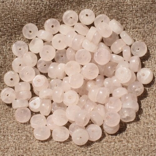 Fil 39cm 150pc env - perles de pierre - quartz rose rondelles heishi 4x2mm