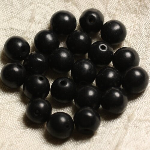 Fil 39cm 37pc env - perles de pierre turquoise synthèse reconstituée boules 10mm noir