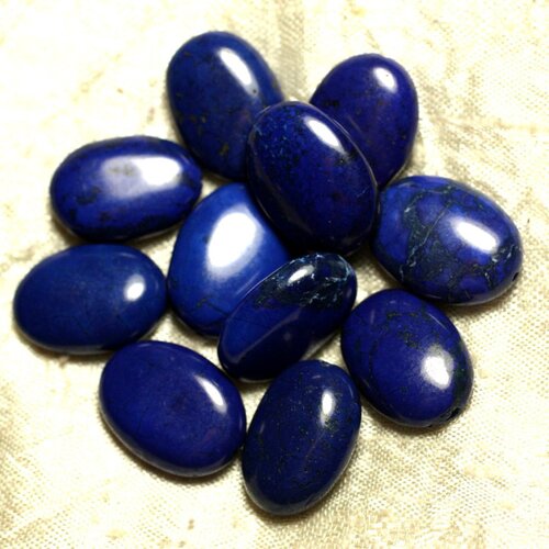 Fil 39cm 18pc env - perles de pierre turquoise synthèse ovales 20x15mm bleu nuit