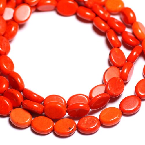 Fil 39cm 41pc env - perles de pierre turquoise synthèse ovales 9x7mm orange