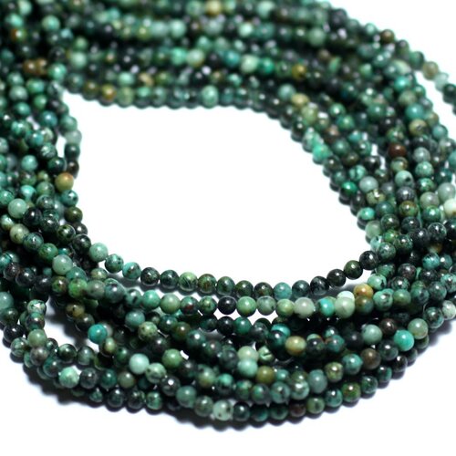 Fil 39cm 190pc env - perles de pierre - turquoise d'afrique boules 2mm