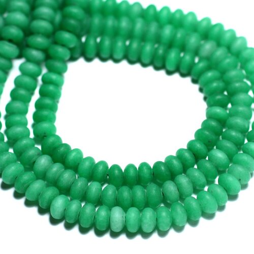 Fil 39cm 112pc env - perles de pierre - jade rondelles 5x3mm vert empire mat givré