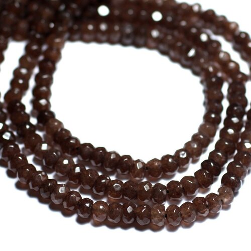 Fil 39cm 128pc env - perles de pierre - jade rondelles facettées 4x2mm brun marron taupe