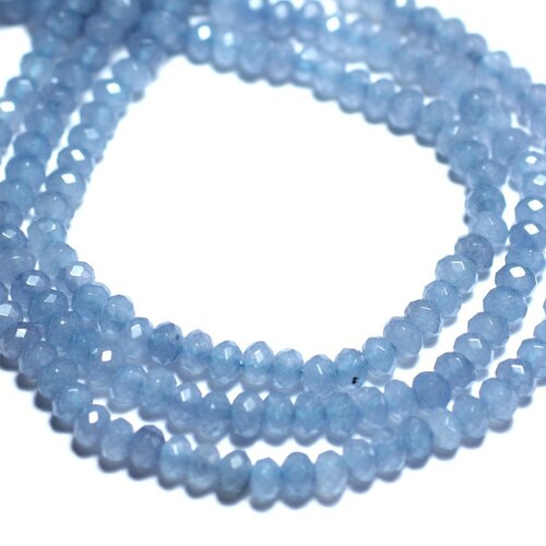 Fil 34cm 120pc env - perles de pierre - jade rondelles facettées 4x2mm bleu lavande pastel