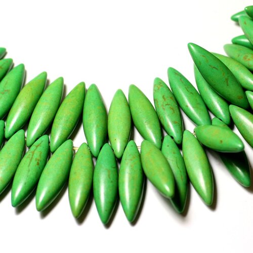 Fil 39cm 120pc env - perles de pierre turquoise synthèse marquises 28mm vert