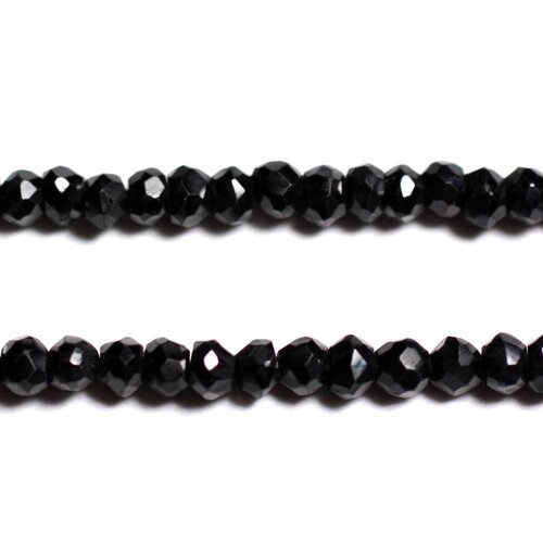 10pc - perles pierre - spinelle noir rondelles facettées 4-5mm