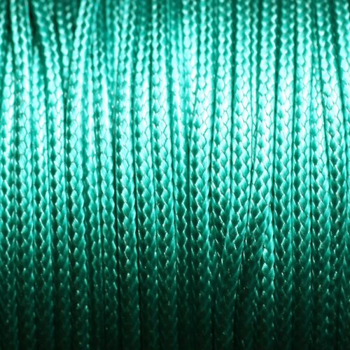 Bobine 90 mètres - fil cordon coton ciré enduit 2mm vert turquoise emeraude