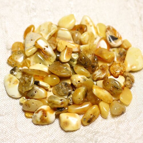 Fil 41cm 120pc env - perles ambre naturelle rocailles chips lait 8-11mm - 8741140010376