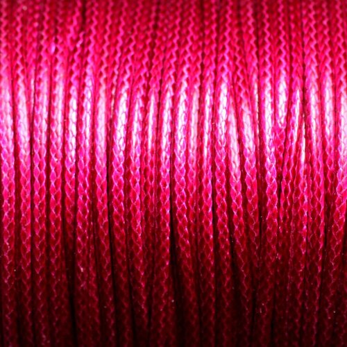 Bobine 80 mètres environ - fil corde cordon coton ciré enduit rond 2mm rose fuchsia framboise