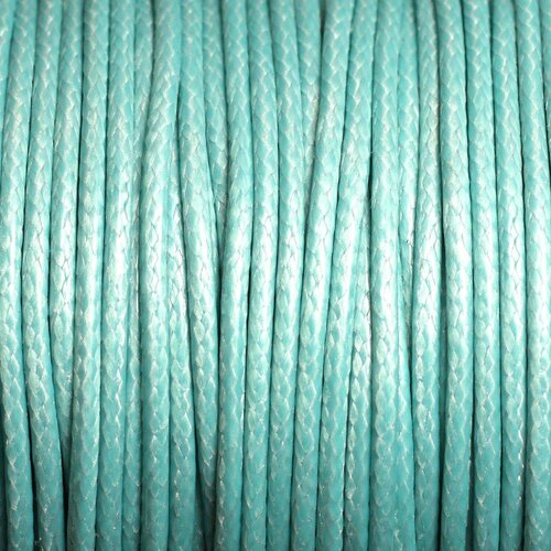 Bobine 90 mètres - fil cordon coton ciré 2mm bleu turquoise