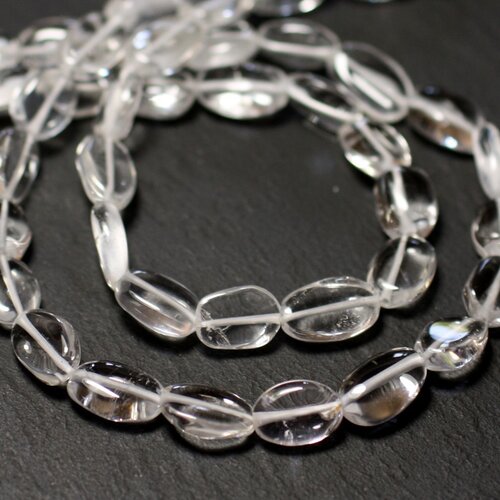 Fil 33cm 34pc env - perles de pierre - cristal quartz olives ovales 7-10mm - 8741140012684