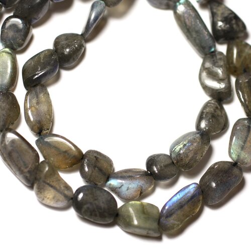 Fil 33cm 29pc env - perles de pierre - labradorite olives 8-15mm - 8741140012608