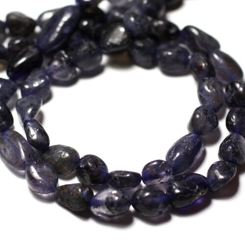 Fil 33cm 37pc env - perles de pierre - iolite cordiérite olives 7-14mm - 8741140012592