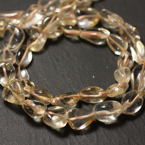 Fil 34cm 35pc env - perles de pierre - citrine olives 6-11mm - 8741140012561