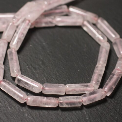 Fil 37cm 26pc env - perles de pierre - quartz rose tubes 10-15mm - 8741140013285