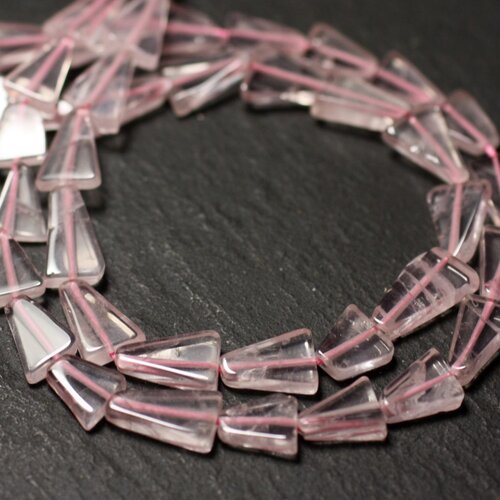Fil 33cm 35pc env - perles de pierre - quartz rose triangles 6-10mm - 8741140013186