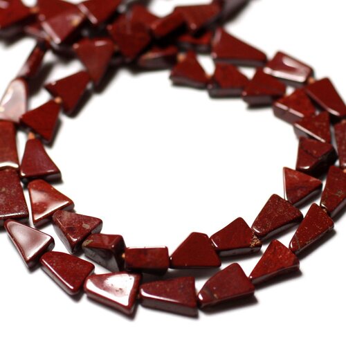Fil 36cm 60pc env - perles de pierre - jaspe rouge triangles 5-6mm - 8741140013148