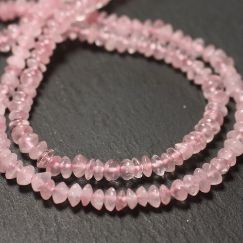 Fil 35cm 163pc env - perles de pierre - quartz rose rondelles bouliers 4-5mm - 8741140013100