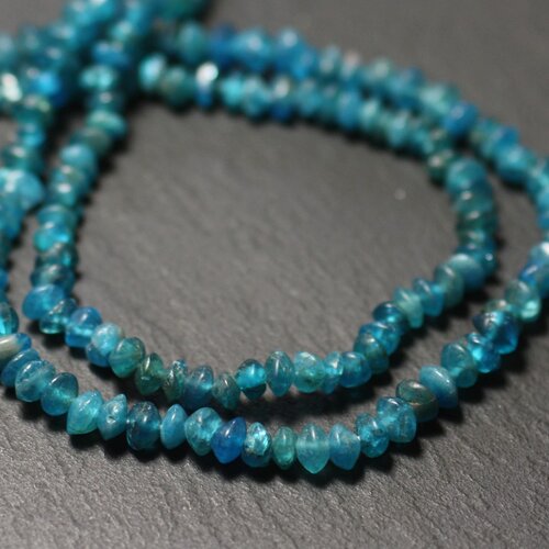 Fil 33cm 105pc env - perles de pierre - apatite rondelles boulier 3-5mm bleu vert paon - 8741140013063