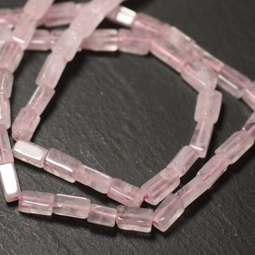Fil 35cm 41pc env - perles de pierre - quartz rose rectangles cubes 6-9mm - 8741140012929