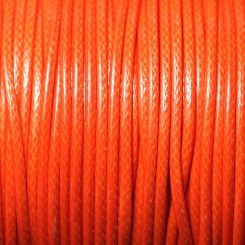 Bobine 90 mètres environ - fil corde cordon coton ciré enduit 2mm orange fluo