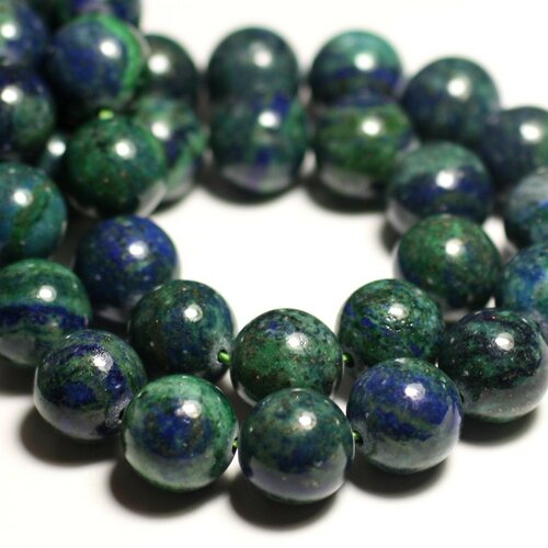 Fil 39cm 86pc environ - perles pierre - chrysocolle boules 4mm bleu vert
