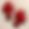 Fil 39cm 11pc env - perles de pierre turquoise synthèse croix 35x30mm rouge