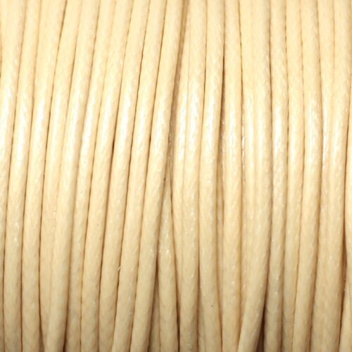 Bobine 80 metres env - fil corde cordon coton ciré 2mm blanc crème beige ivoire pastel