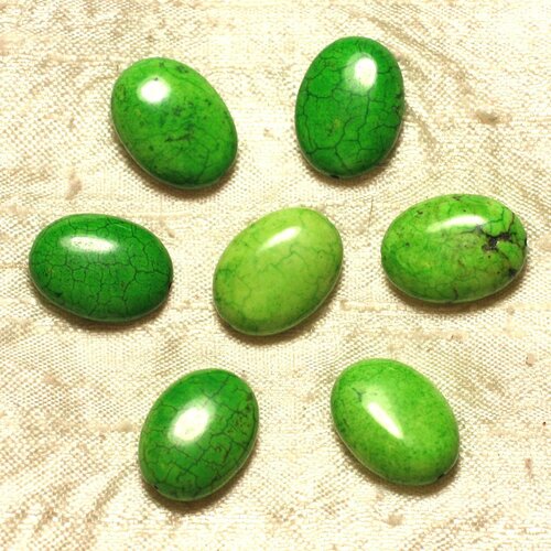 Fil 39cm 18pc env - perles de pierre turquoise synthèse ovales 20x15mm vert