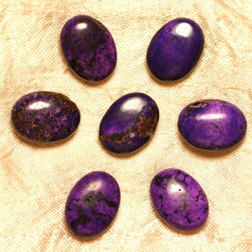 Fil 39cm 18pc env - perles de pierre turquoise synthèse ovales 20x15mm violet