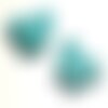Fil 39cm 14pc env - perles de pierre turquoise synthèse papillons 26mm bleu turquoise