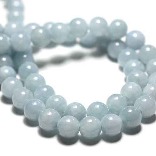 Fil 39cm 50pc env - perles de pierre - jade boules 8mm bleu clair pastel