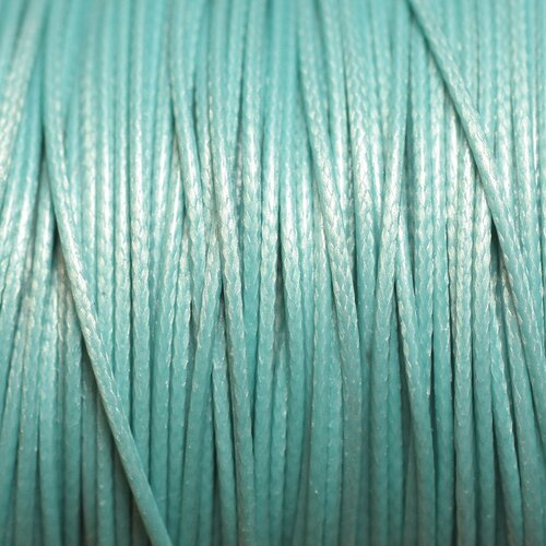 Bobine 180 metres env - fil corde cordon coton ciré 0.8mm bleu turquoise pastel