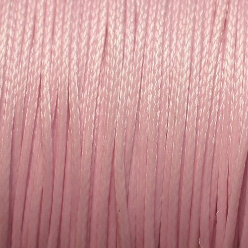 Bobine 160 metres env - fil corde cordon coton ciré 0.8mm rose clair poudre pastel
