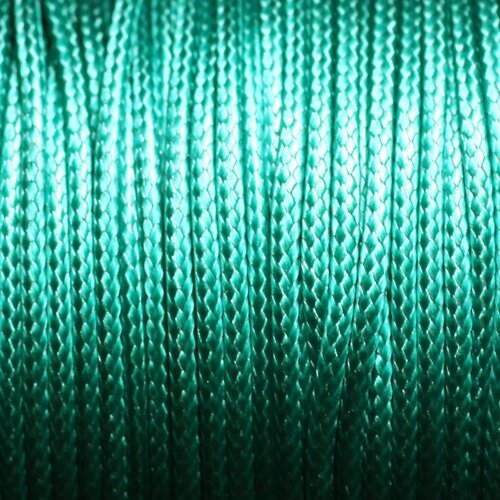 Bobine 90 mètres - fil cordon coton ciré 1.5mm vert emeraude turquoise